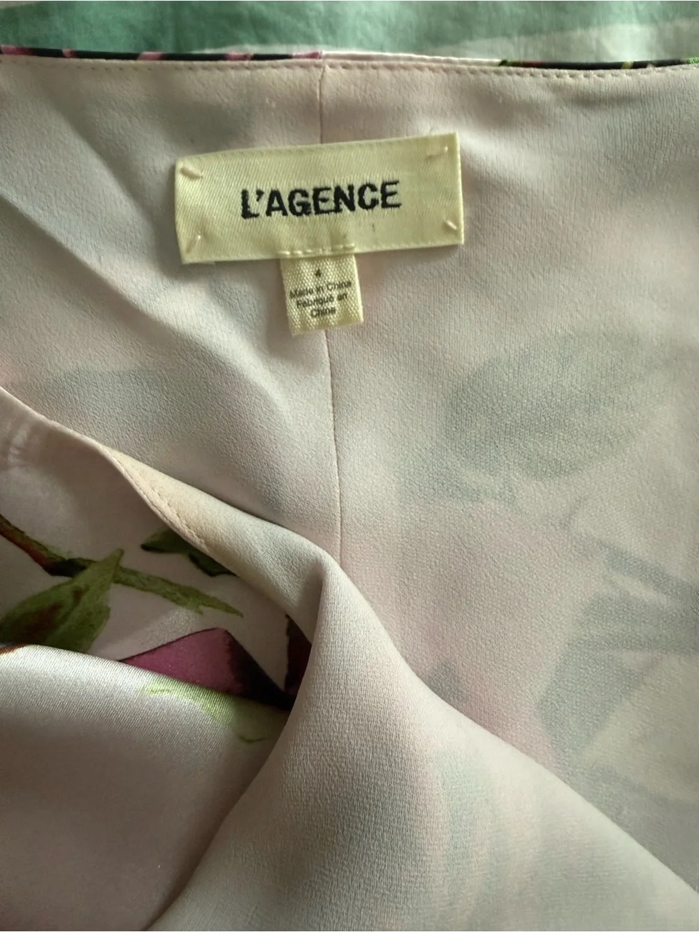 L'AGENCE Seridie silk slip dress. Pink Floral Slip Midi Dress with Rose Print
